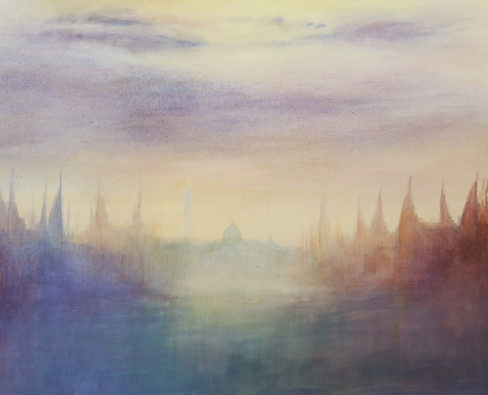 Paul Kenny (b.1960), watercolour, San Georgio with Procession of Boats, signed, label verso, 48cm x 38cm